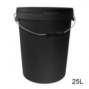 Round Black Bucket with Metal Handle and Lid-0