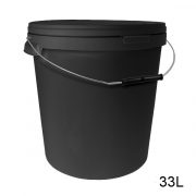 Round Black Bucket with Metal Handle and Lid-5116